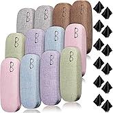 Chumia 24 Pcs Hard Cover Eye Glasses Cases Set with Cleaning Cloth Multi Unisex Linen Fabrics Glasses Protector Case for Men Women