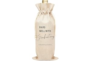 OZTEMETY Reusable Wine Gift Bag - Pairs Well With Graduating - Personalized Burlap Bag for New College Graduate Celebration, Grad Party Gift Idea for Her Him - 1 Pc Wine Bag(A14)