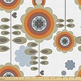 Ambesonne Flower Fabric by The Yard, Retro Style