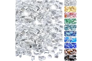 RUOJAS 10 Pounds Fire Glass 1/2 Inch High Reflective Tempered Firepit Glass Rocks for Fireplace, Fire Pit Table, Fire Bowl and Landscaping (Crystal Clear)