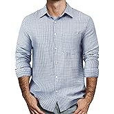 AOTIK Mens Gingham Button Down Shirt Long Sleeve Dress Shirts Business Casual Shirts with Pockets
