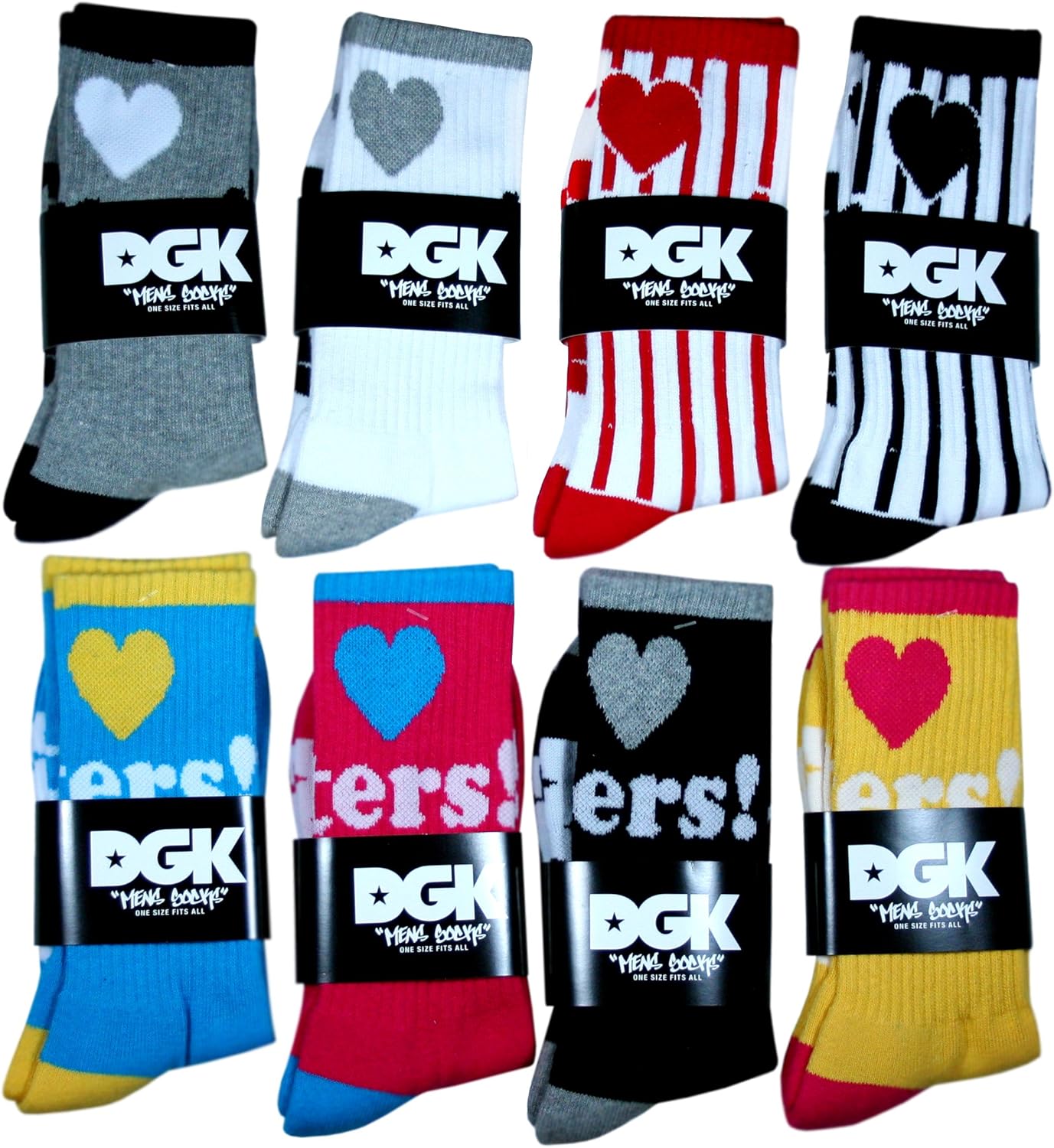 Dgk I Love Heart Haters Crew Socks Osfa Various Colors Styles Stripe White Black Amazon Ca Clothing Accessories