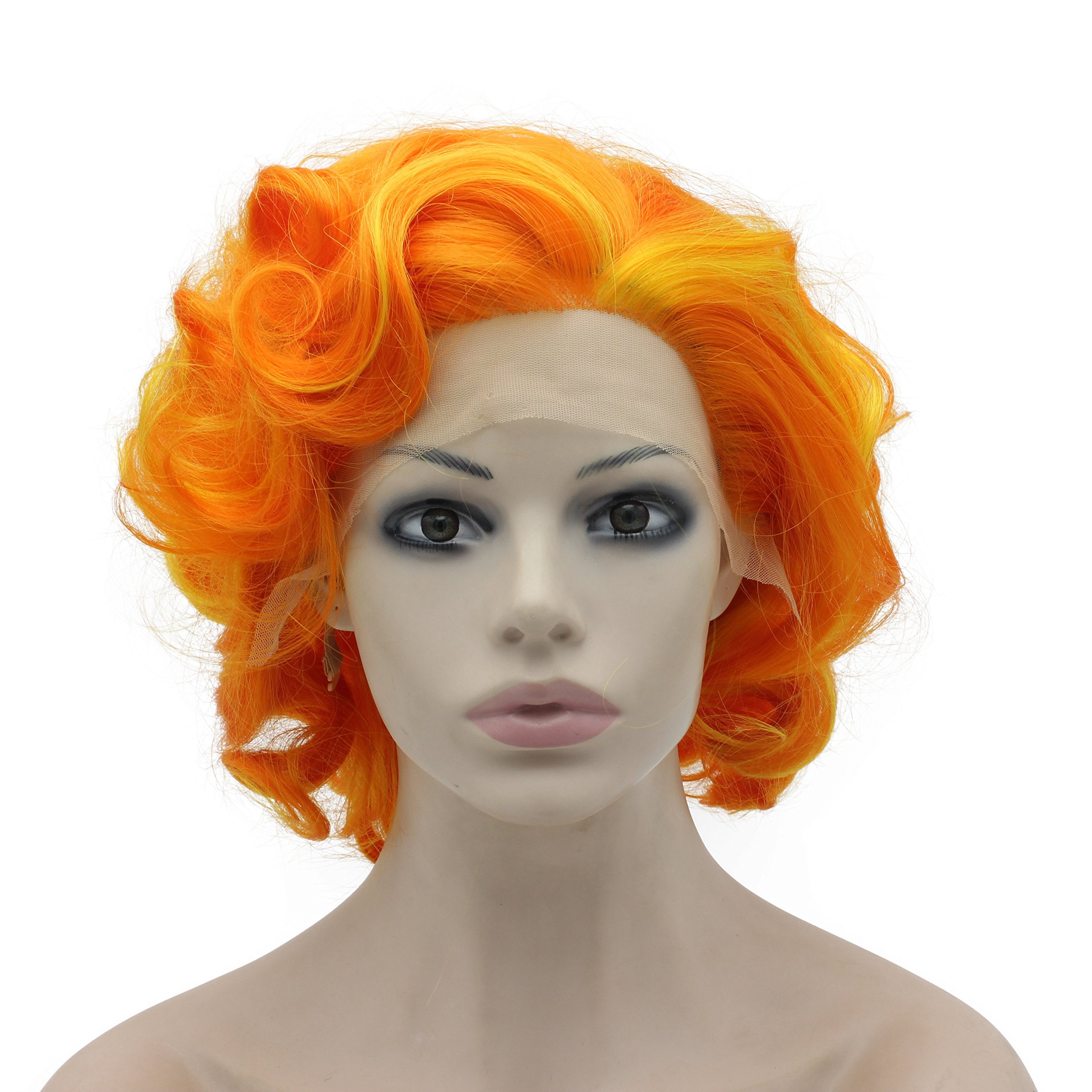 Photo 1 of ***MORE BROWN THAN ORANGE***MX angel Heat Resistant Synthetic Lace Front Short Curly Orange Cosplay Party Wig