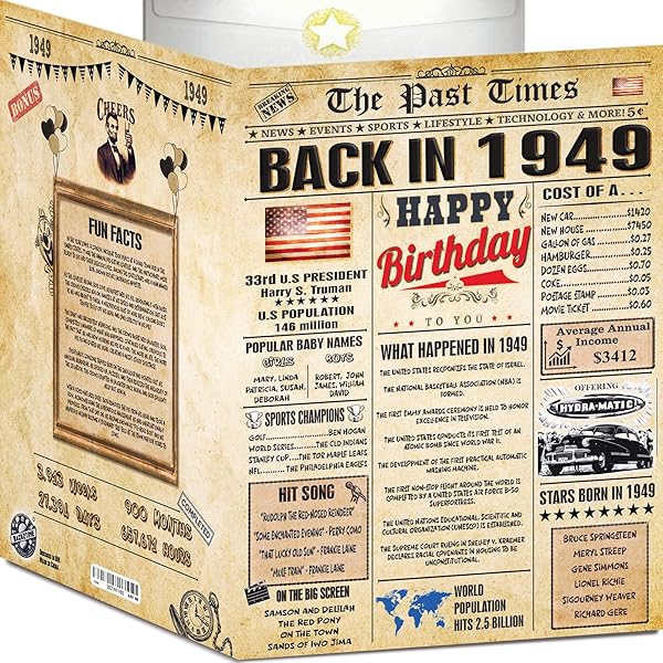Amazon.com: 8x10 1949 Birthday Gift // Back in 1949 Newspaper Poster // 76th Birthday Gift // 76th Party Decoration // 76th Birthday Sign // Born in 1949 Print (8x10, Newspaper, 1949) : Home & Kitchen for Back In 1949 Free Printable