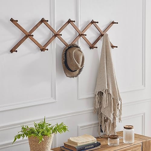 SKOLOO Hat Rack for Wall with 14 Hooks, Solid Wooden, Modern