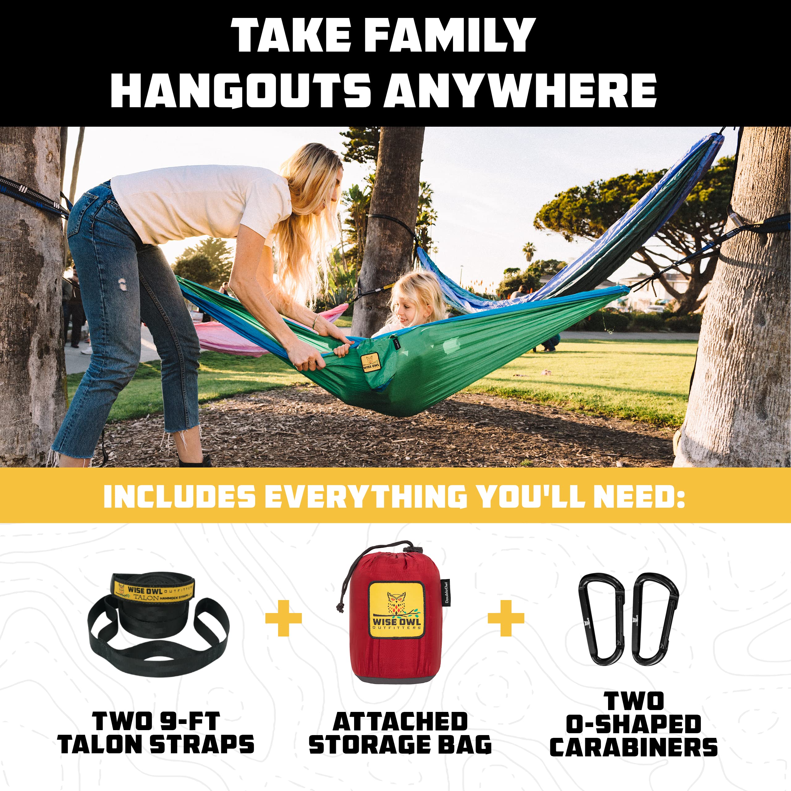 Hammock Camping Olet Kid or Dog & Gear Sling Hammock - Best Quality for Outdoor Travel or Just Fun! Portable Lightweight Parachute Nylon Hammock - 3 Colors!