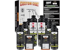 CUSTOM SHOP U-Pol Raptor 8 Quart Kit - Black Urethane Spray-On Truck Bed Liner Kit with Custom Coat Spray Gun with Regulator - Bonus 2 Bedliner Aerosol Cans