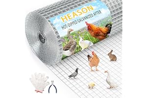 HEASON 36 in x 100 ft 1/2 inch Hardware Cloth 19 Gauge Wire Fencing Galvanized Welding Garden Fence Roll Square Mesh Chicken Rabbit Snake Cage Heavy Duty Welding Fencing