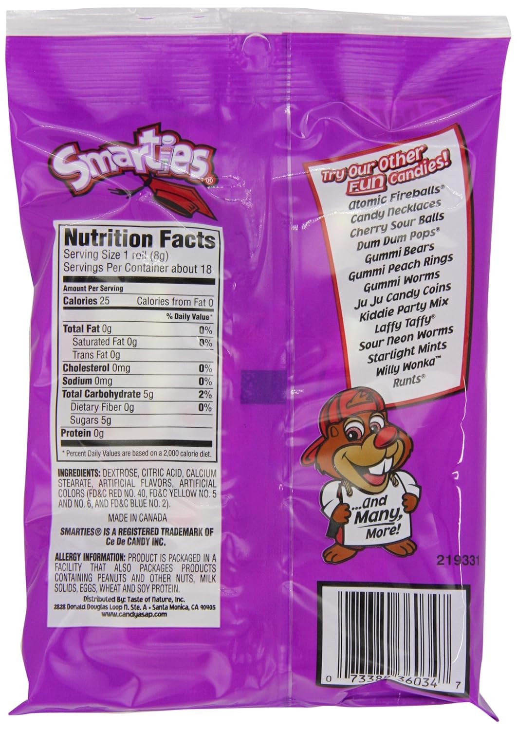 Shari Smarties, 4.5-Ounce Bags (Pack of 12) : Candy : Grocery & Gourmet Food