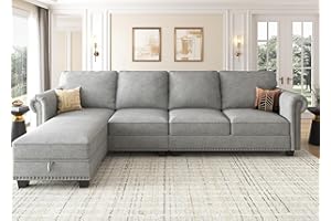 Nolany Convertible Sectional Sofa L Shape Couch with Reversible Chaise 4 Seat for Small Space Light Grey