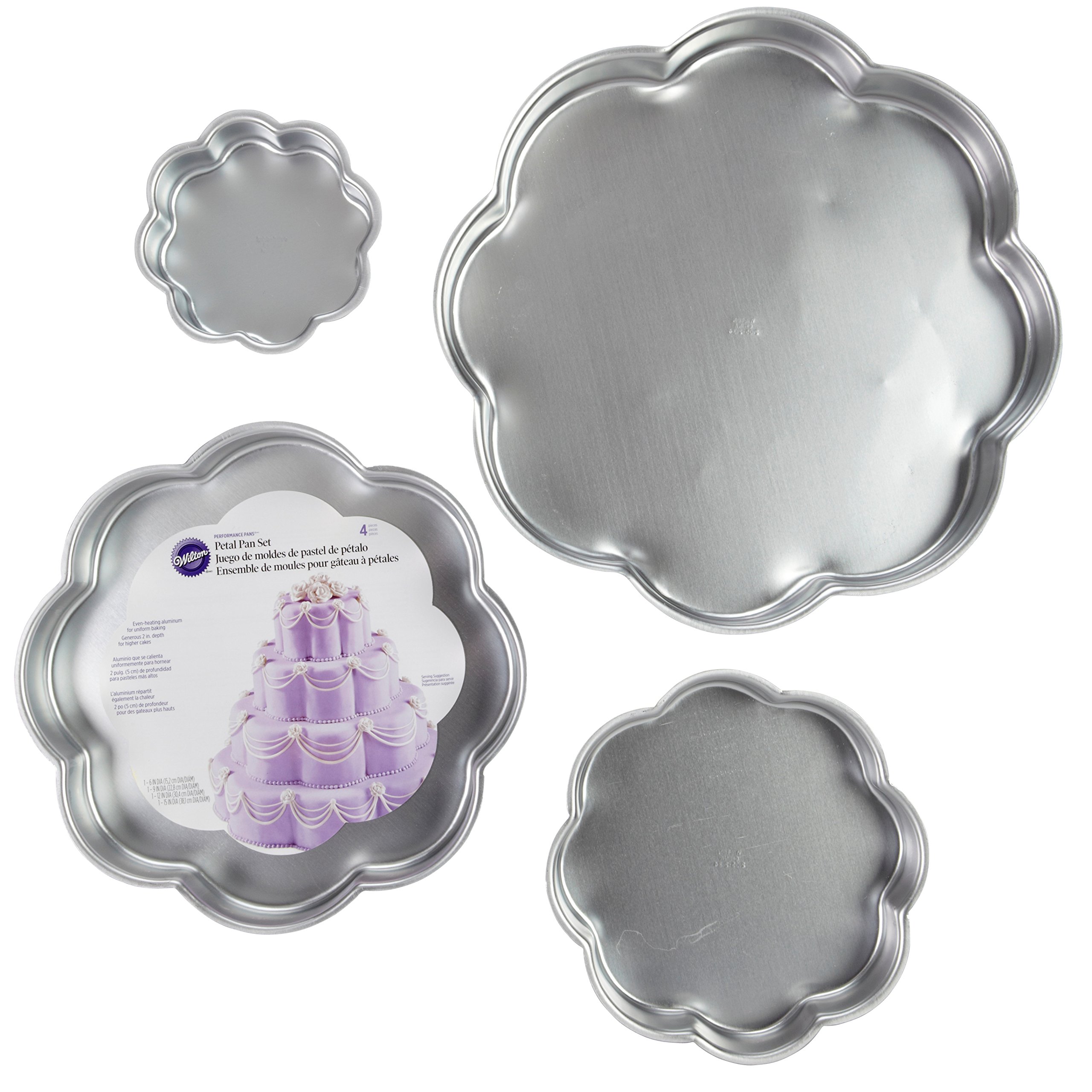 Wilton Performance Pans Flower Cake Pan, 4Piece Petal Shaped Set of 17