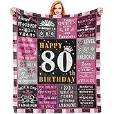 Noxkioy 80th Birthday Gifts for Women, 80 Year Old Birthday Gifts for Women, 80th Birthday Decorations, 80th Birthday Gift Ideas Blanket 60"x50"