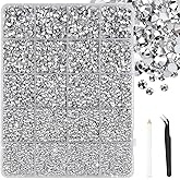 Bouiexye 28000 Pcs Silver Resin Rhinestones 2-6 mm Bedazzling Crystal Flatback Rhinestones with Tweezers for DIY Crafts Shoes