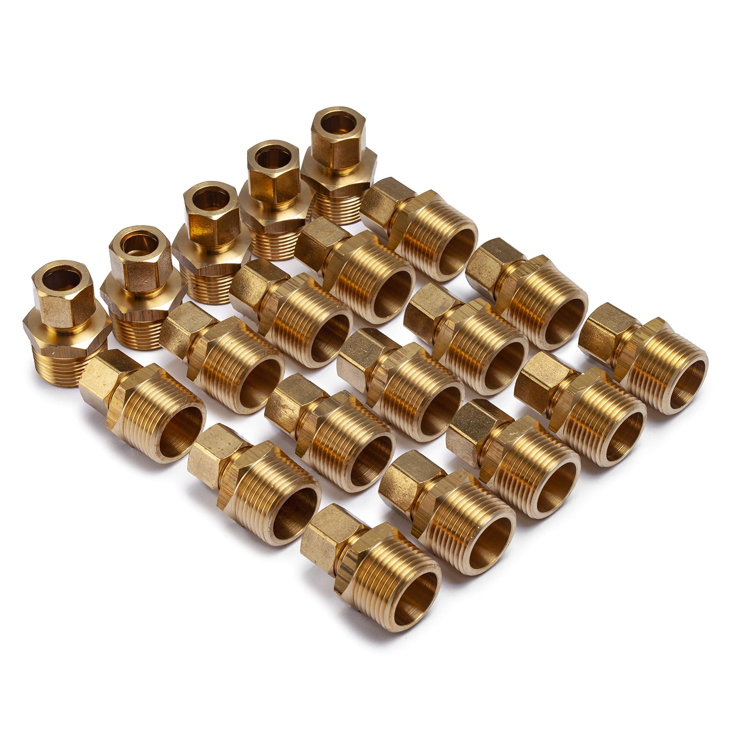 LTWFITTING Brass 1/2-Inch OD x 3/4-Inch Male NPT Compression Connector Fitting(Pack of 20) Image