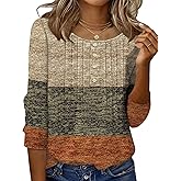 Ivicoer Women's 3/4 Length Sleeve Tops Crewneck Button Pleated Dressy Casual Blouses