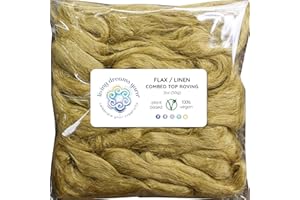 LIVING DREAMS YARN Flax Fiber for Spinning, Blending, Felting & Fiber Arts. Natural Vegan Combed Top Roving. Nettle