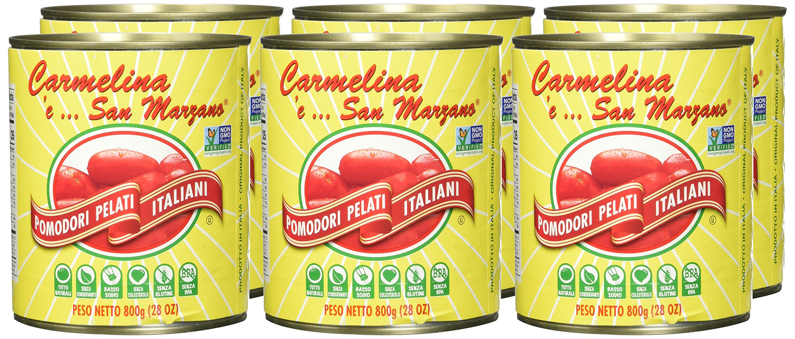 Carmelina San Marzano Italian Whole Peeled Tomatoes in Puree, 28 ounce