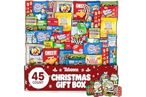 TABOOM Christmas Snacks Care Package Gift Box - Holiday Snack Box Gift Basket - Large Variety Snacks, Candy & Treats for College Students, Adults, Kids - 45 Count