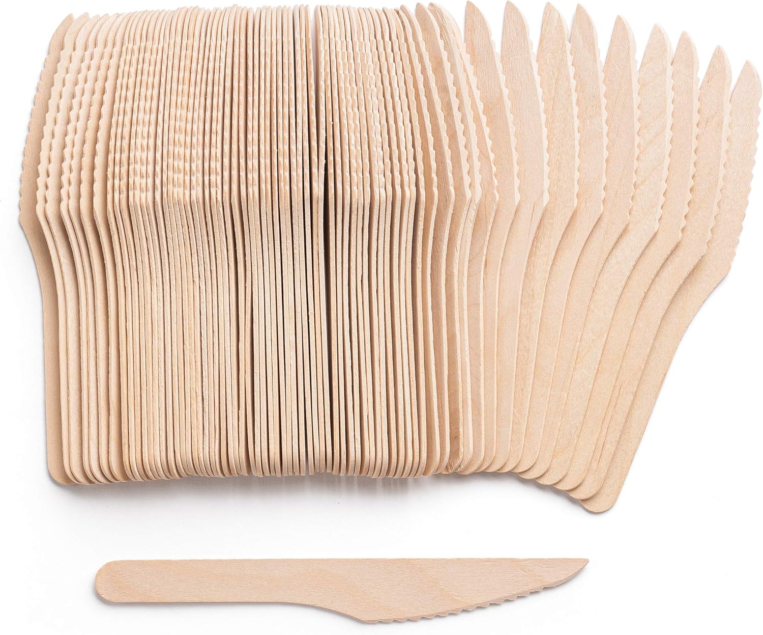 Compostable Wood Cutlery [100% Wood Kives] Natural Eco-Friendly Sustainable Alternative to Plastic, Disposable Knife Set [Pack of 100]