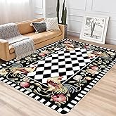 Personalized Monogrammed Vintage Rustic Rooster Area Rug – Custom Family Name Farmhouse Chicken Print Carpet, Non-Slip Mat for Kitchen, Entryway, Living Room Decor (Color 3)