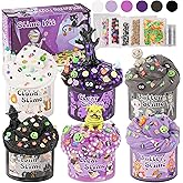 6 Pack Halloween Slime Kit, Cloud Butter Slime for Girls Boys | Purple Black Slimes, Goodie Bag Stuffers, Party Favors, Birthday Gift Set, Sensory Toys for Kids
