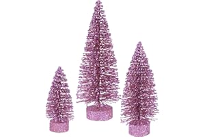 Vickerman 5"/7"/9" Orchid Glitter Oval Artificial Christmas Tree, Unlit - Faux Christmas Tree Set - Seasonal Indoor Home Decor