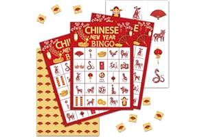 Tedea Chinese New Year Bingo Games, Lunar New Year Games, Chinese New Year Bingo, Chinese New Year Activity, Chinese New Year Party Decorations Supplies, 24 Players Bingo Games (B03)