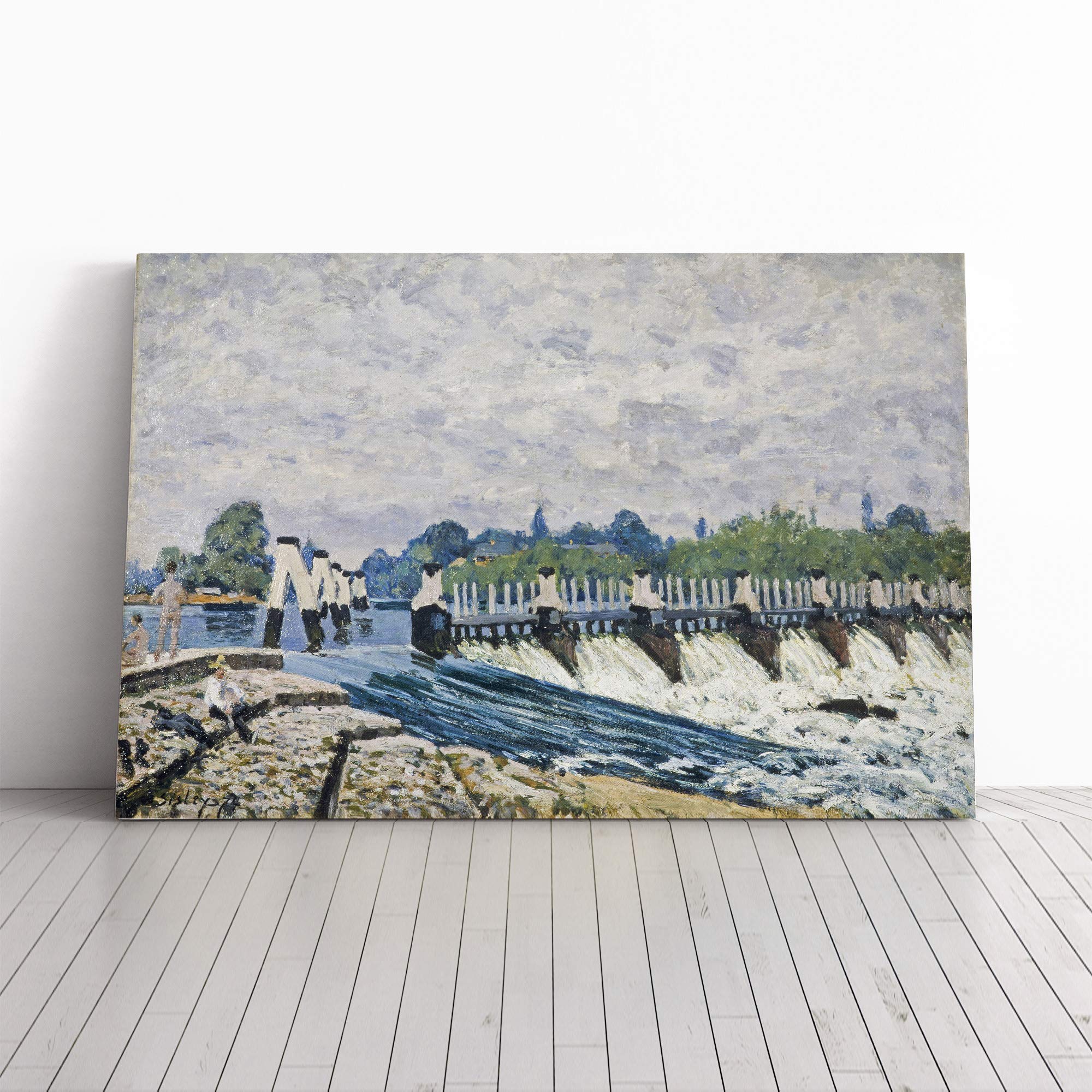 Alfred Sisley Hampton Court Canvas Print | Gallery Wrapped 30mm Frame Wall Art | 20x14 inches | Ready to Hang | Modern Picture | Living Room Bedroom Lounge Office