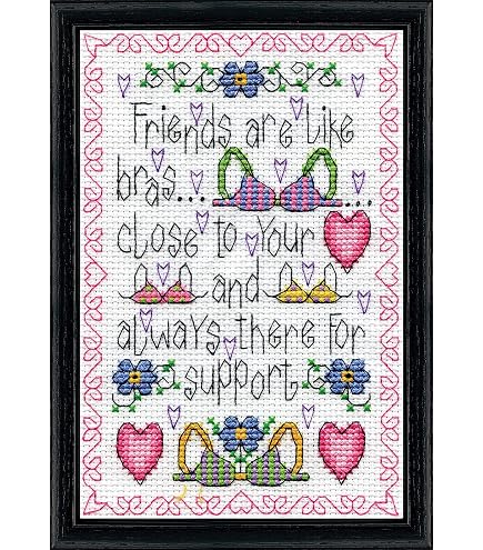 Kit Point De Croix Compté Good Friends : Toile, Fils Et Diagramme Inclus – Motif Sampler