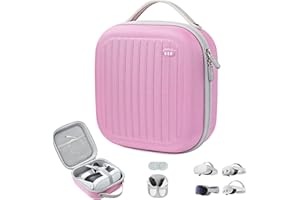 Krypthos Hard Carrying Case Compatible with Meta Quest 3S/Quest 3/Quest 2/Vision Pro, Portable VR Gaming Headset and Touch Controllers Case with Lens Protector, Suit for Travel and Home Storage (Pink)