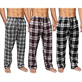 Active Club Men’s Flannel Pajama Pants 3 Pack– Soft Sleep & Lounge Pants with Pockets & Adjustable Drawstring