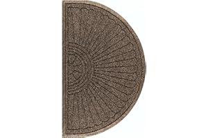 WaterHog Eco Grand Half Oval Entrance Mat, Indoor/Outdoor Black Smoke Floor Mat 1.8' Length x 3' Width, Chestnut Brown by M+A Matting