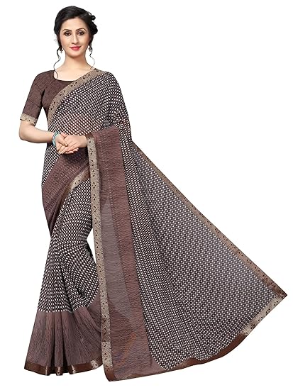 Winza Designer Womens velvet Saree with Blouse (PRACHI CHOCALATE_Black_Brown)