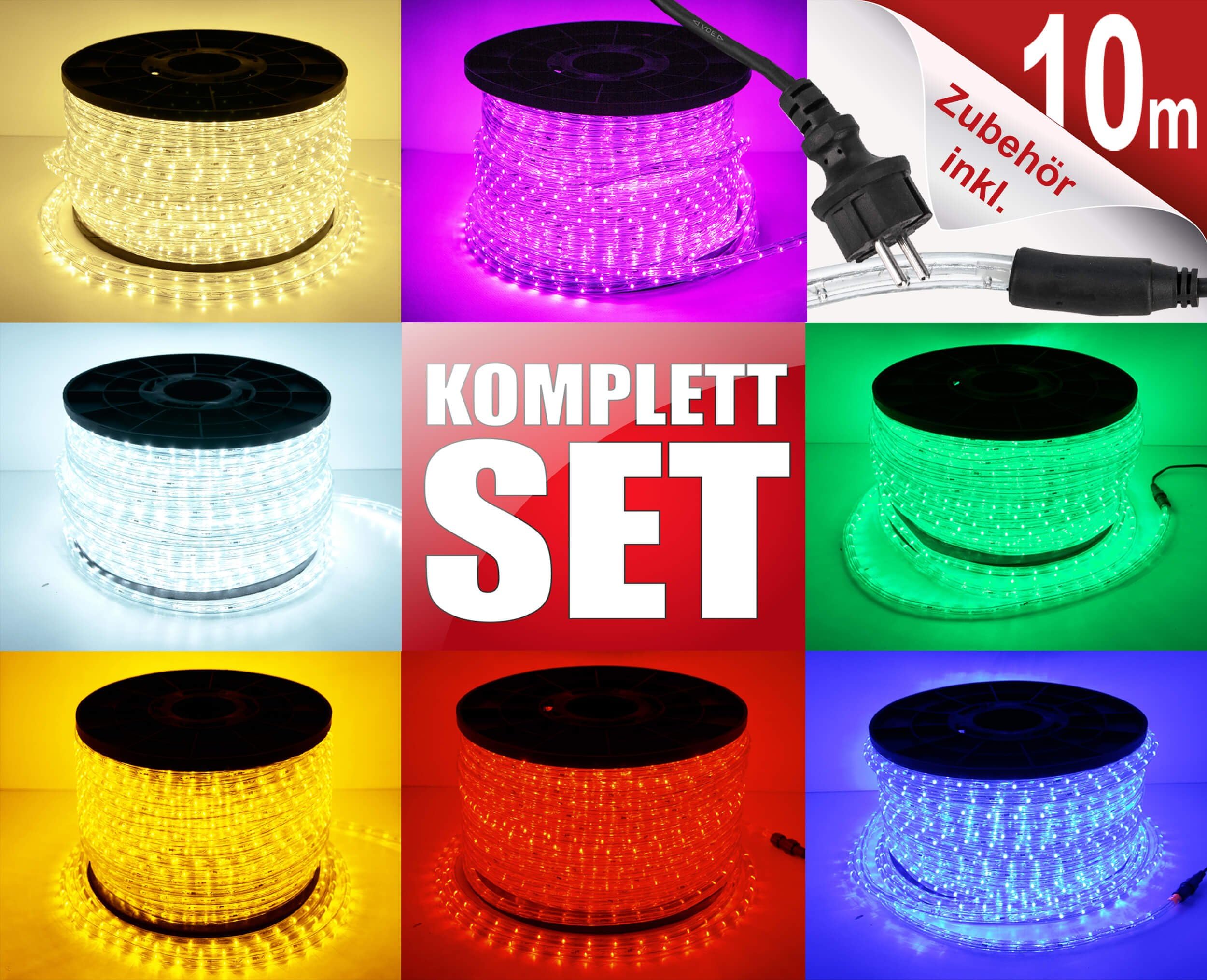 Decorative Light Garland with 360 LED Lights (10 m, for indoor and outdoor, Complete set with 20 Wall Mounts) modern red [Energy Class A+]