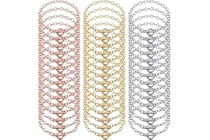 Hicarer 45 Pieces Bracelet Chains with OT Toggle Clasp Stainless Steel Bracelet Link Chains DIY Jewelry Making Supplies for Women Jewelry Crafts(Silver, Gold, Rose Gold)