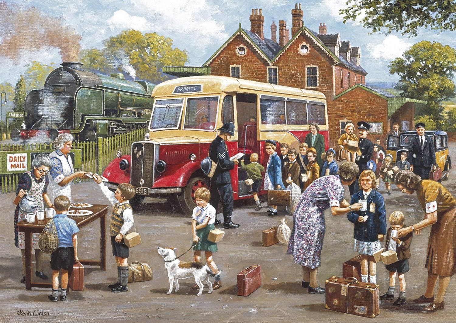 Gibsons The Evacuees 4 x 500 Piece Jigsaw Puzzle Set, Nostalgic WW2 Countryside Scenes by Kevin Walsh - Image 5