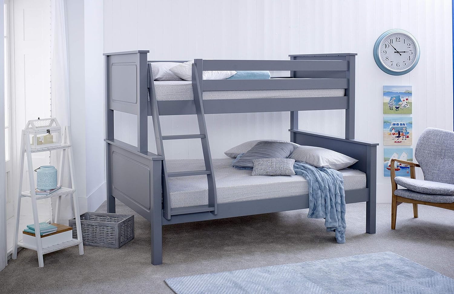 Save On Goods Uk 3ft 4ft Triple Bunk Bed Solid Panel White Grey