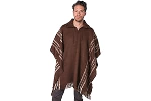 Gamboa Alpaca Wool Poncho Men Panchos Mexican Adult Cowboy and Western Hippie Poncho para Hombre