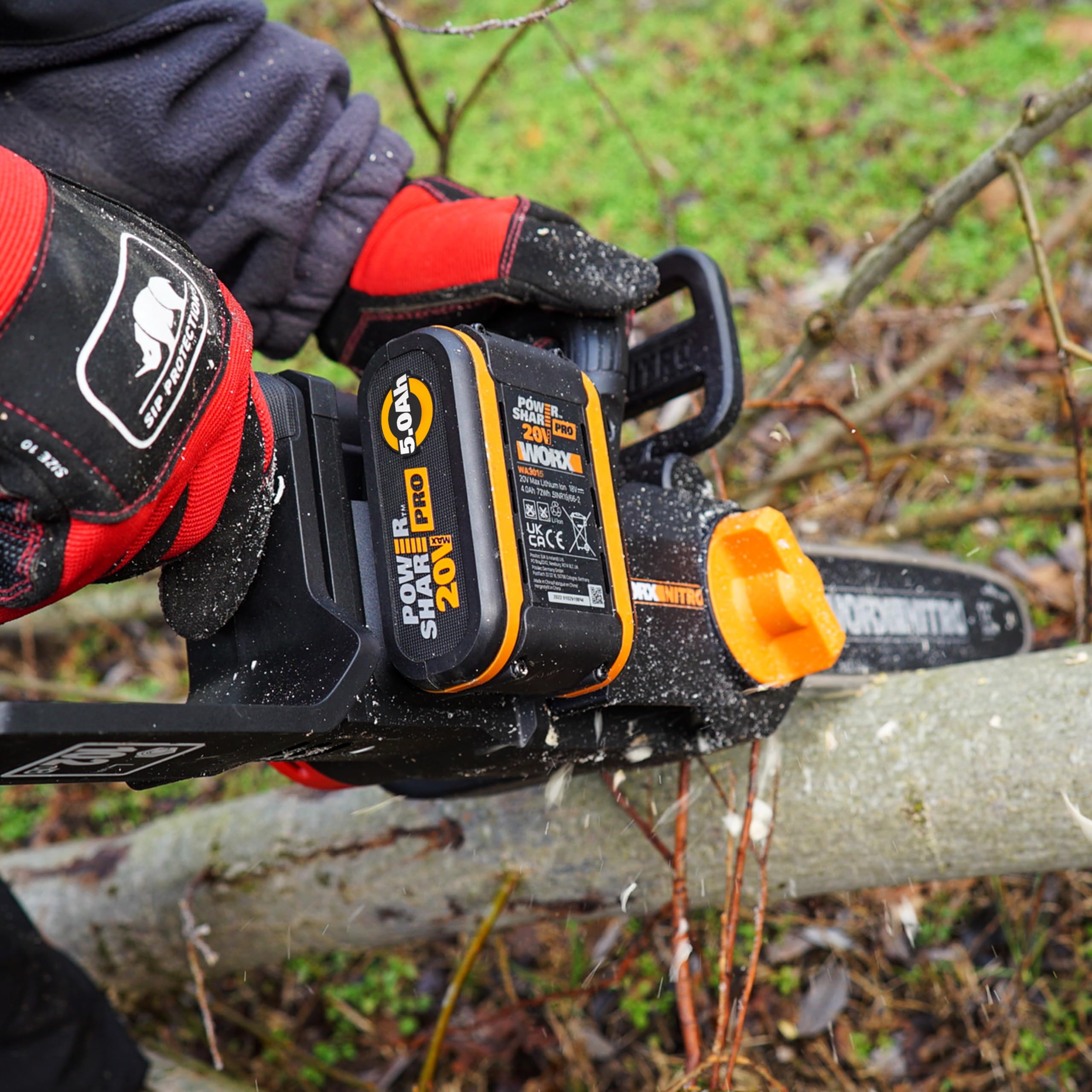 WORX WA3645 Original PowerShare Pro Akku 20V - 5,0 Ah Li-Ion, wiederaufladbar - mehr Sicherheit & längere Laufzeit - mit LED-Anzeige - Innovative Heatshield-Technologie - passend für alle WORX Geräte 7