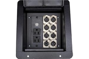 MCSPROAUDIO Pro Audio Recessed Stage Floor Box with Passthrough Connectors (with 110v, 6 Female 3 Pin XLR, 1 Male XLR, Ethernet RJ45)