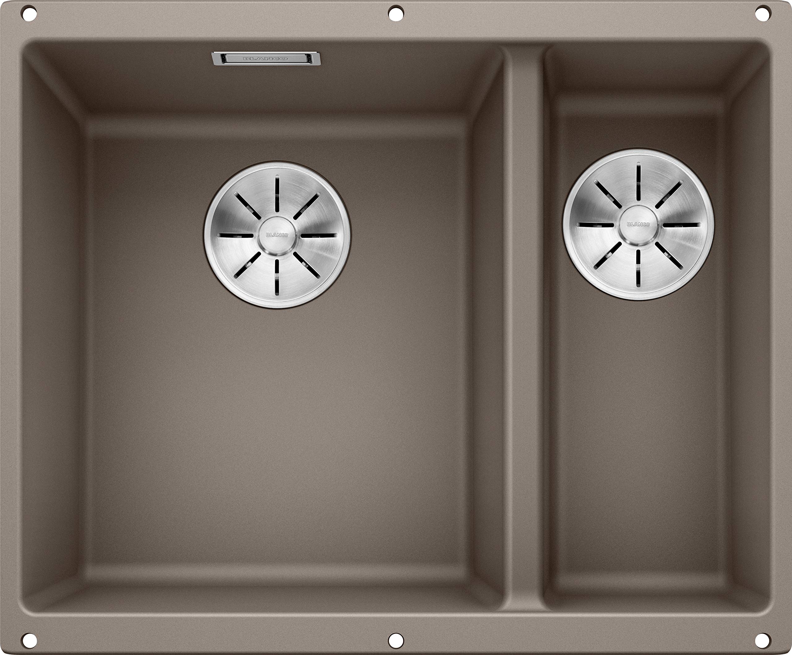 BLANCO SUBLINE 340/160-U – Undermount Double Bowl Kitchen Sink for 60 cm Wide Base Units – Made of SILGRANIT – Brown – 523556