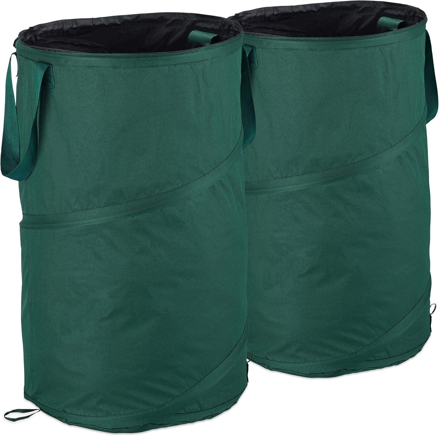 Relaxdays Freestanding Leaf Sack, Set Of 2, Garden Waste Sack, Pop-up, 120 L, Garden Container, ∅: 44 cm, Green