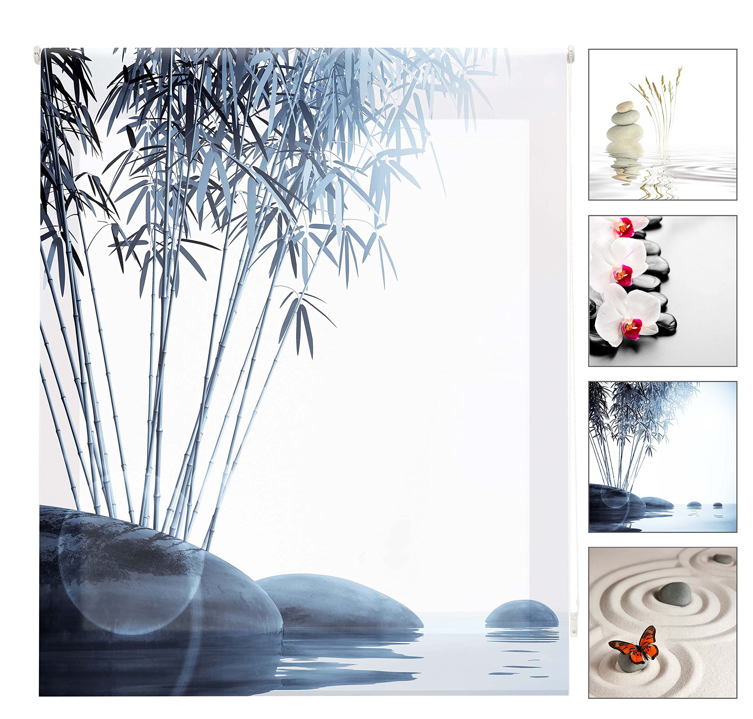 Blindecor Translucent Roller Blind with Zen Digital Print – Roller Blind 80 x 180 cm (W x H) Fabric Size 77 x 175 cm Digital Printed Blind