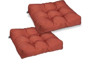 Classic Accessories Water-Resistant Square Patio Seat Cushions, 19 x 19 x 5 Inch, 2 Pack, Brick, Outdoor Seat Cushions