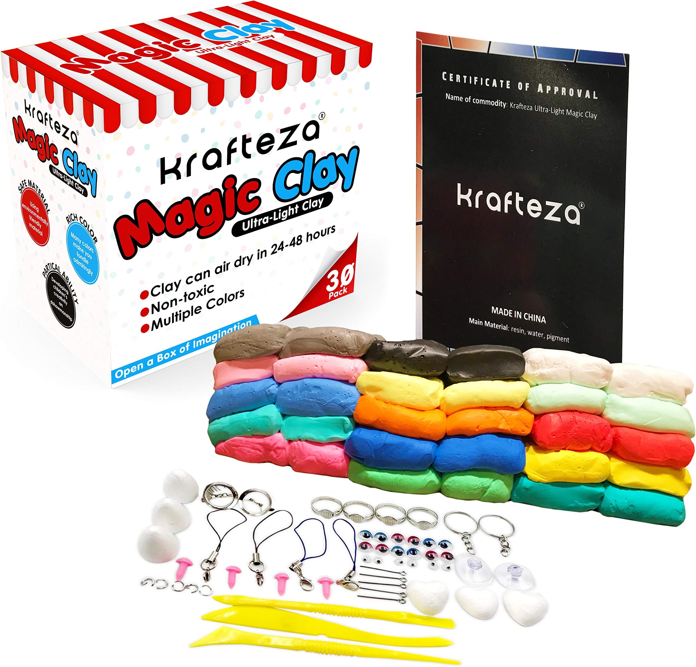 Air Dry Clay Modeling Kit for Kids | 30 Pack With Double the Color | Ultra Light & Non Toxic Molding Magic With Tools & Accessories | Greatest Kids Gift Ever!