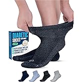 Doctor's Select Diabetic Ankle Socks with Grippers for Men and Women - 4 Pair 1/4 Length Neuropathy Socks for Women