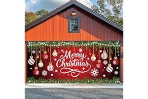 INXENG Christmas Garage Door Cover - 6 X 13 Ft Banner for Outdoor Indoor Xmas Wall Party Photo Background