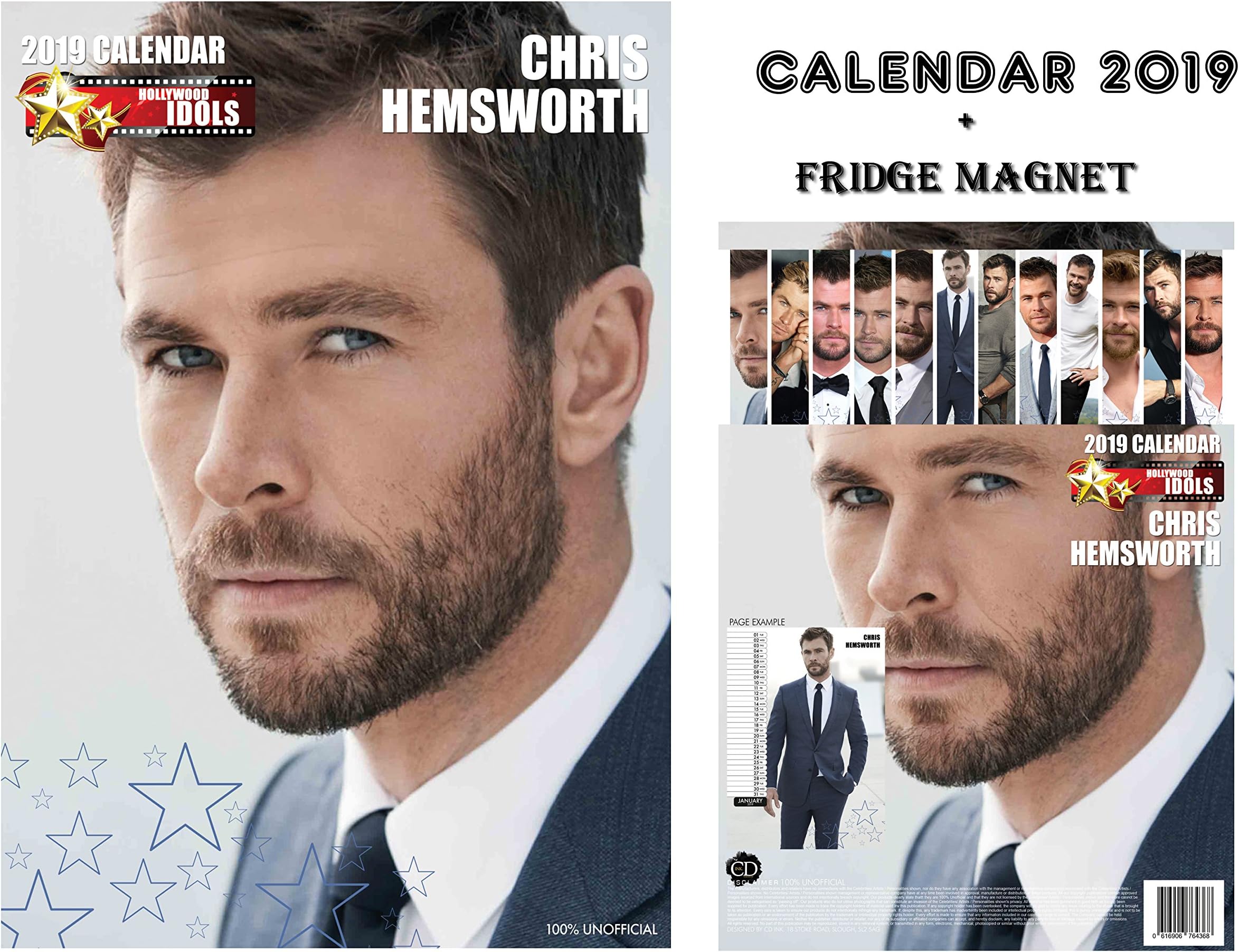 Chris Hemsworth Calendar 2019 + Chris Hemsworth Fridge Magnet