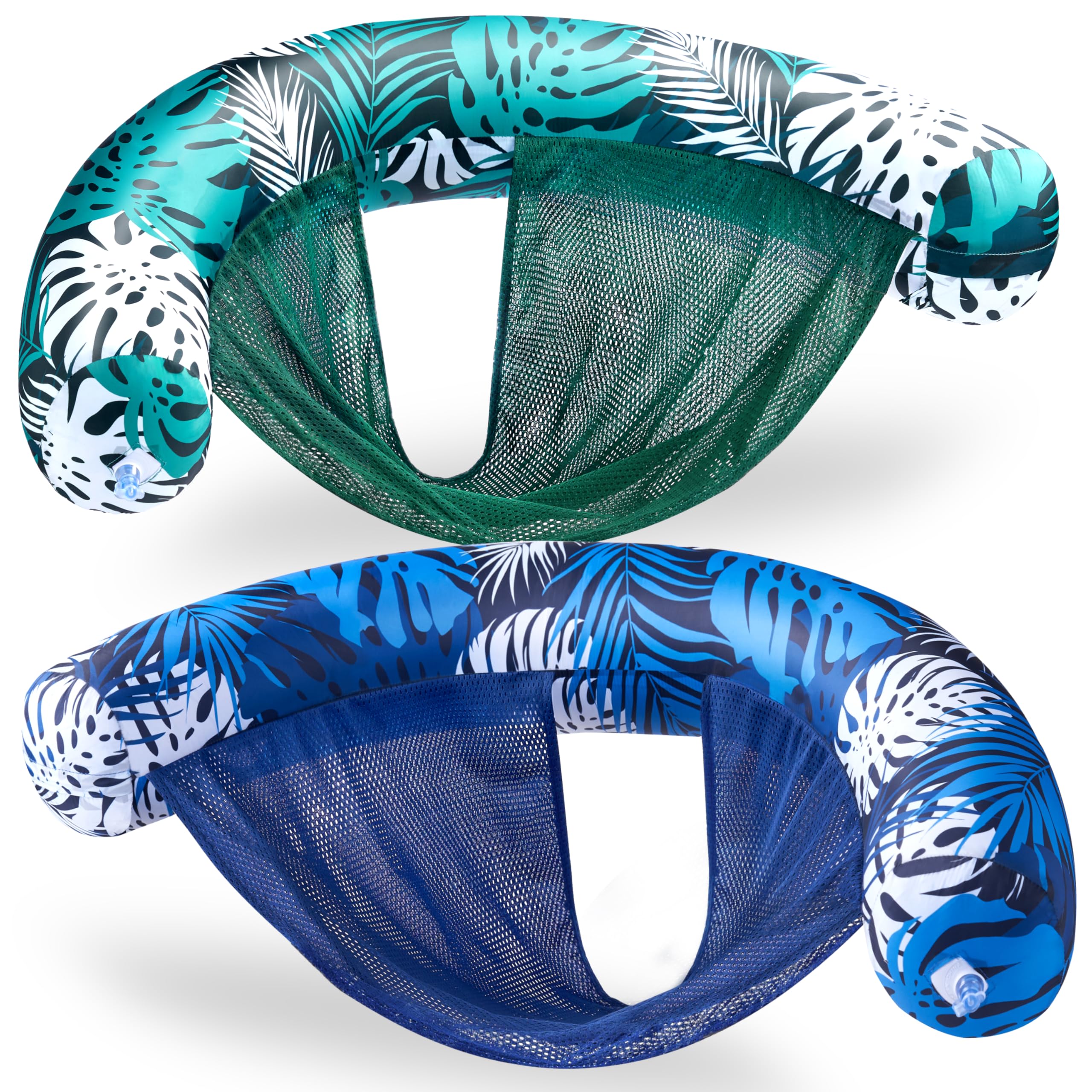 SLOOSH Pool Floats Chairs Adult，2 Packs Inflatable Noodle Chair with Sling Soft Fabric，Floating Pool Float Lounge Water Swimming Floaties for Party Summer Water Fun（Tropical Leaves） — image 1