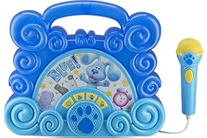 eKids Blues Clues Toy Sing Along Boombox for Kids, Musical Toy for Toddlers, Kids Boombox with Microphone and Built-in Music, Connects to Mp3 Player Aux in Audio Device